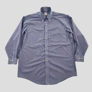 Brooks Brothers 346 Shirt Men's 16 1/2- 32/33 Blue Check Non-Iron EUC Classic
